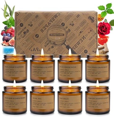 8 Pack Soy Wax Aromatherapy Candle Set for Home
