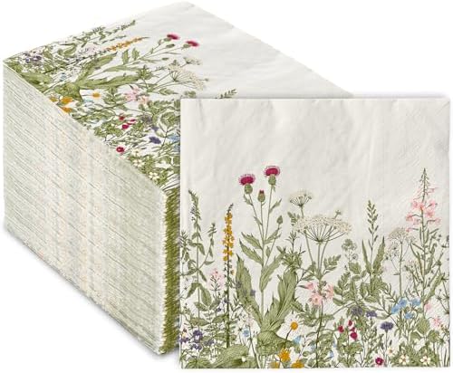 AnyDesign 80 Pack Floral Luncheon Napkins for Home Kitchen Party Supplies