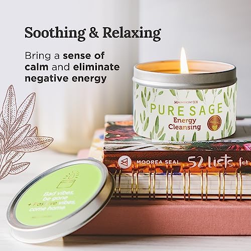 Magnificent 101 Pure White Sage Candle 6 Oz 35 Hour Burn Time