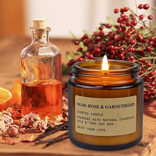 6 Pack Amber Jar Soy Candles Gift Set for Women