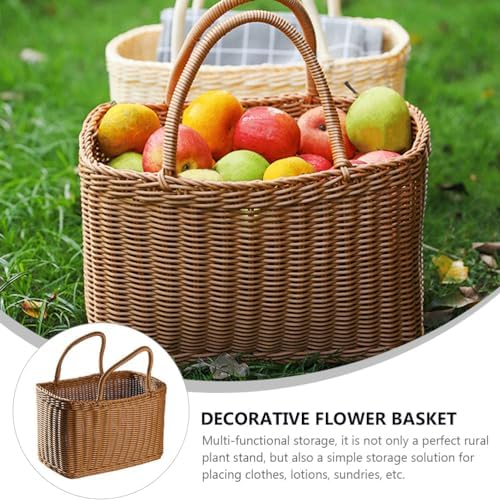 MAGICLULU 1Pc Large Oval Woven Straw Picnic Basket