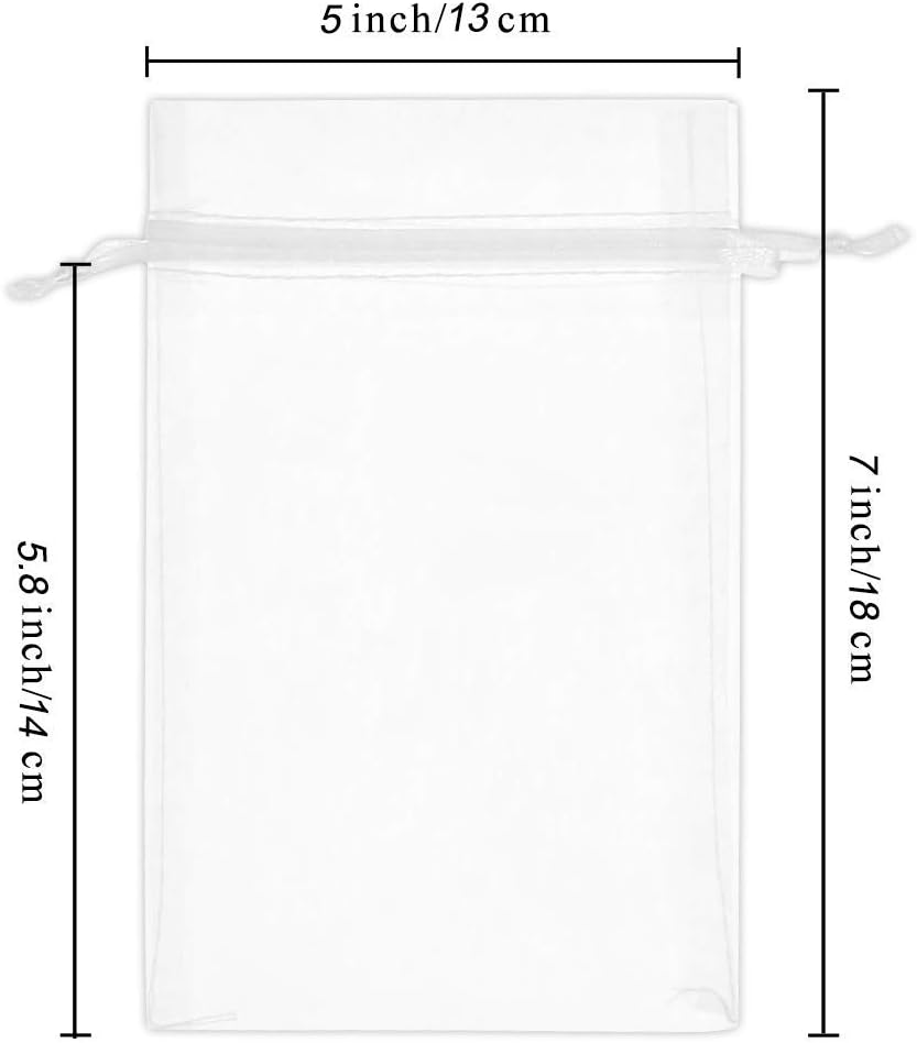 Wudygirl 100pcs 5x7 Inch White Organza Drawstring Gift Bags