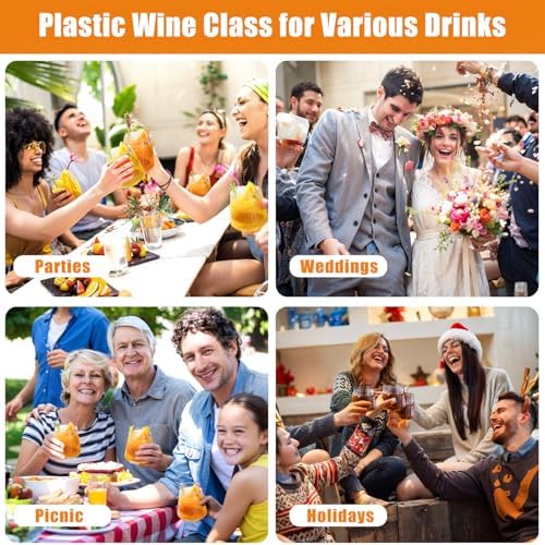 30 Pack Ribbed Plastic Wine Glasses for Home Parties