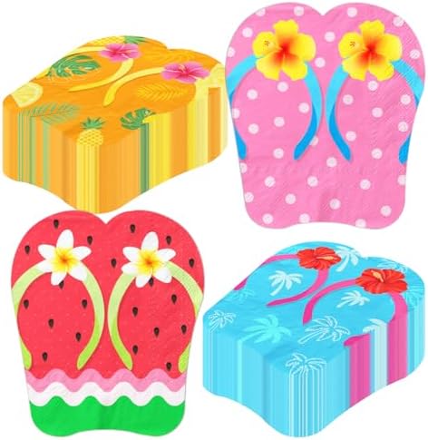 50Pcs Hawaiian Luau Napkins with Flip-Flops Design