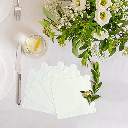 Cocktail Napkins 100 Pcs Scalloped Paper Napkins for Parties