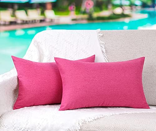 4TH Emotion Waterproof Throw Pillow Covers 12x20 Inch Rose Red Pack of 2
