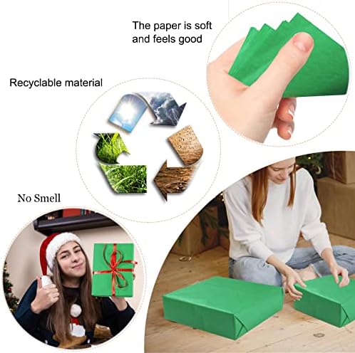 100 Sheets Green Tissue Paper for Wrapping and Crafts