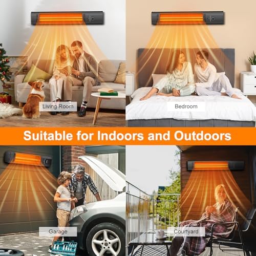 BIESQYA Outdoor Wall Mounted Heater with 9 Heat Levels and Remote Control
