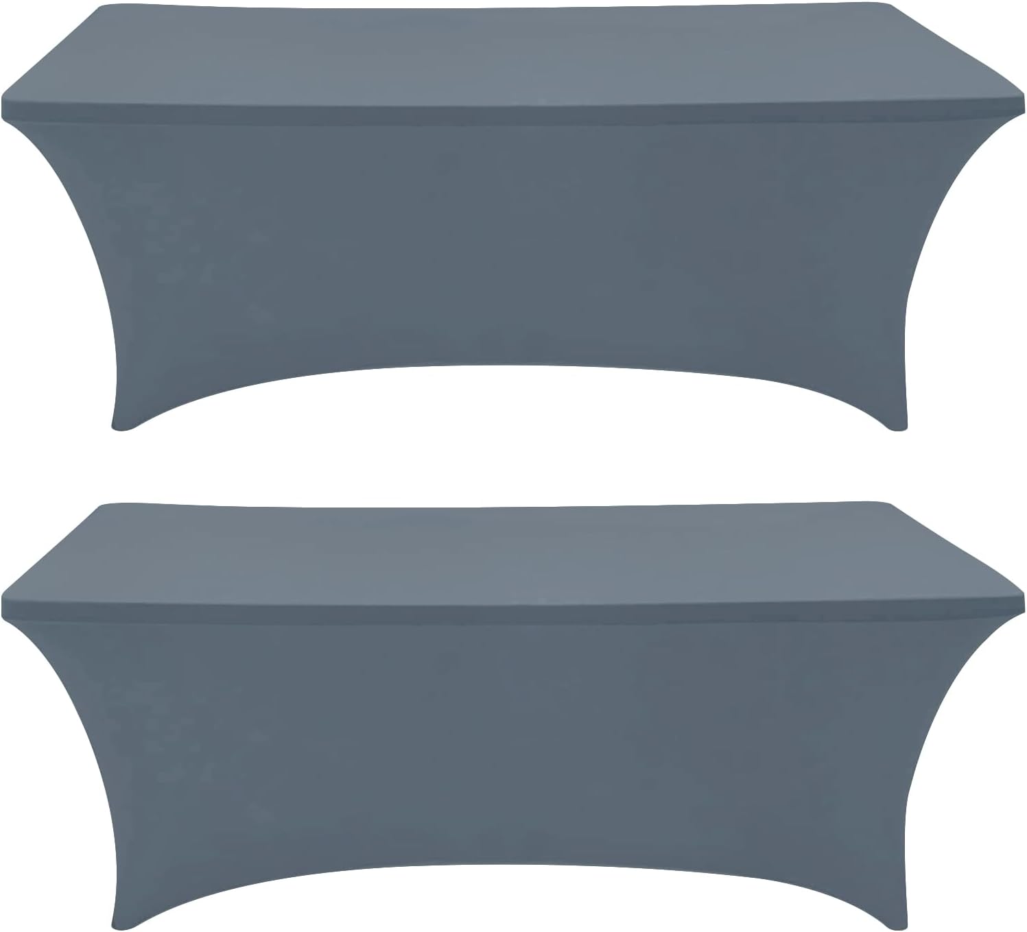 Eurmax Rectangular Stretch Table Cover for 4ft Table 2 Pack Silver Gray