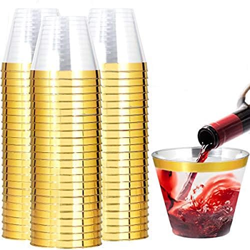 I00000 200 Pack Gold Rimmed Plastic Cups