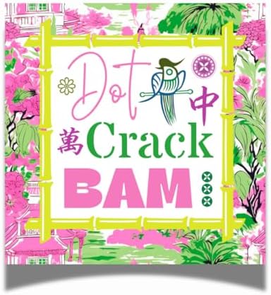 24pc Mahjong Cocktail Napkins - Pink Green Tile Design