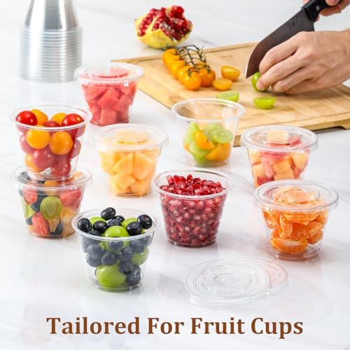 AOZITA 50pcs Clear Plastic Cups with Flat Lids No Hole