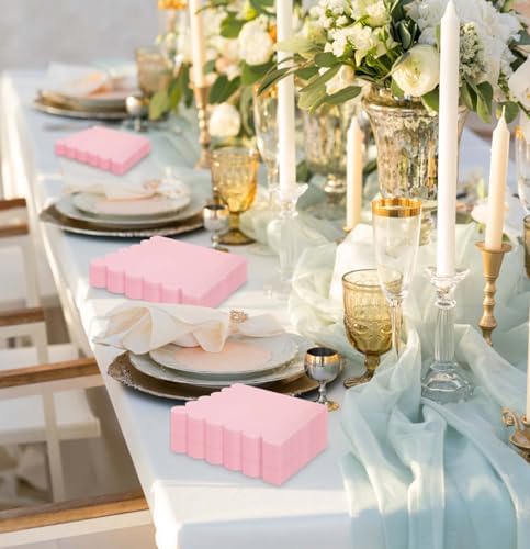 50 Piece 2-Ply Light Pink Scalloped Disposable Napkins