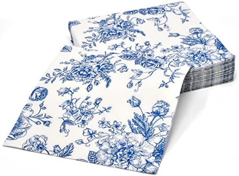 Blue And White Floral Napkins 10x10 Disposable Party