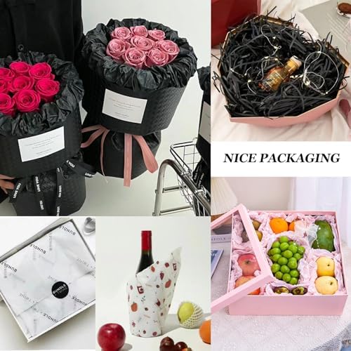 LIAPAWPAW 30 Sheet Black White Tissue Paper Wrapping