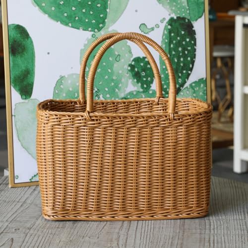 MAGICLULU 1Pc Large Oval Woven Straw Picnic Basket