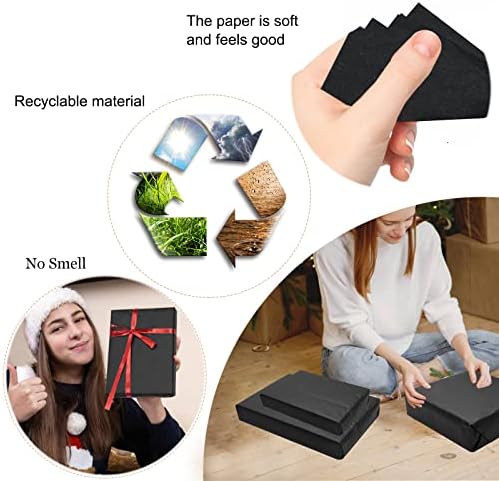 100 Sheets Black Tissue Paper 14x20 Inches for Wrapping and Crafts