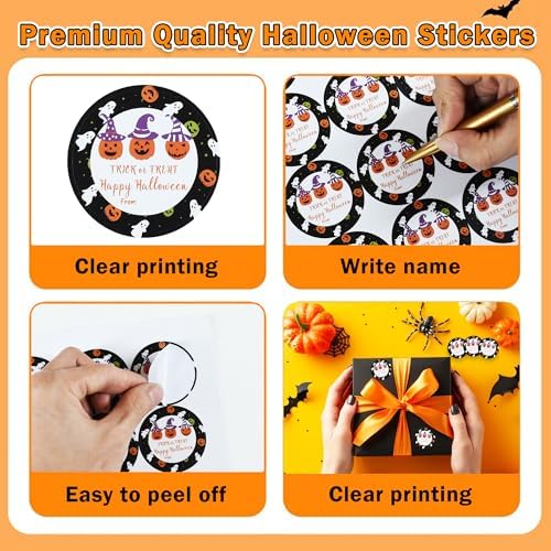 BEISHIDA 60PCS Halloween Round Stickers for Gifts and Parties