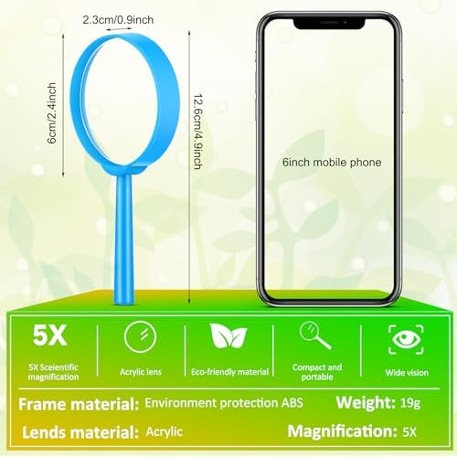 Kingdder 96 Pcs 5 Inch Mini Magnifying Glass for Kids
