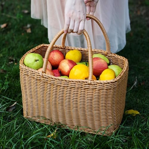 MAGICLULU 1Pc Large Oval Woven Straw Picnic Basket