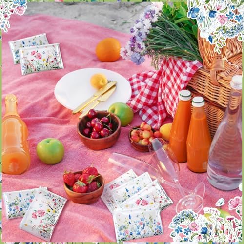 50 Pack Wildflower Pocket Tissues Floral Design 3 Ply
