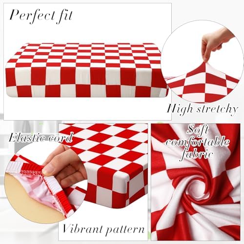Newwiee 8 Piece Stretch Plaid Cushion Covers for Outdoor Use