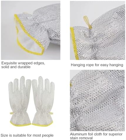 2 Pairs Metal Wire 5-Finger Dishwashing Gloves