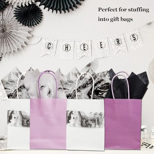 LIAPAWPAW 30 Sheet Black White Tissue Paper Wrapping