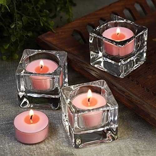 DEYBBY Natural Soy Wax Tealight Candles 12 Pack Romantic Rose Aromatherapy