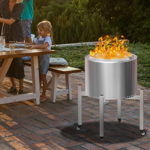 BBQ-PLUS Universal Fire Pit Stand 15-27 Inch with Wheels