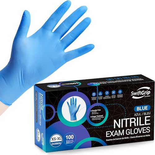SwiftGrip Disposable Nitrile Exam Gloves Blue 100 Ct