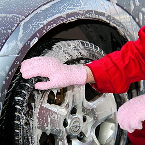 Bencailor 4 Pairs Microfiber Dusting Gloves Reusable Washable Cleaning Mittens