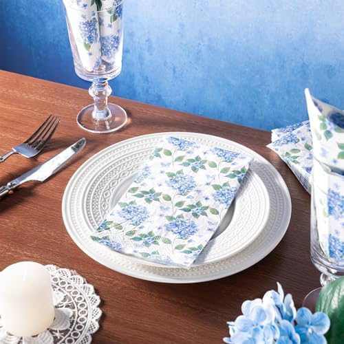 WRAPAHOLIC 25Pcs Hydrangea Napkins 3-Ply