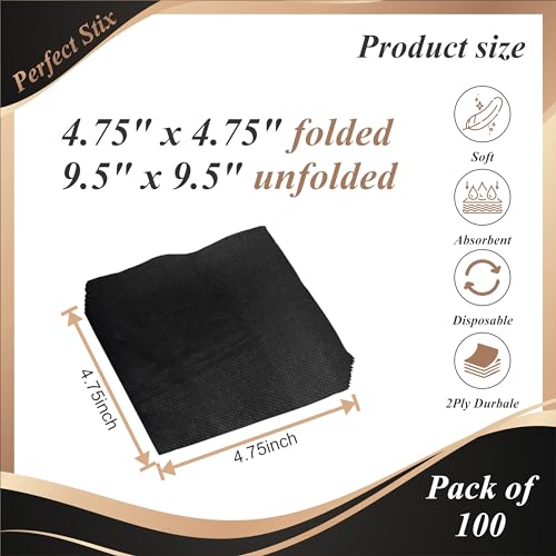Perfect Stix 2 Ply Black Napkins 100 Count