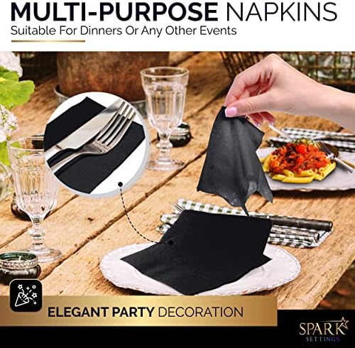 100 Pack Black Beverage Napkins 5x5 Inch 2 Ply by Amcrate