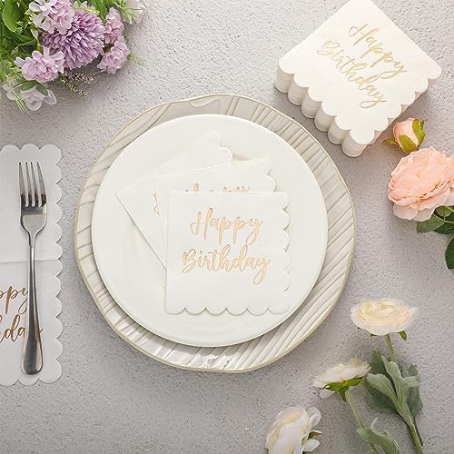 Qilery 100 Pack Happy Birthday Napkins 2 Ply