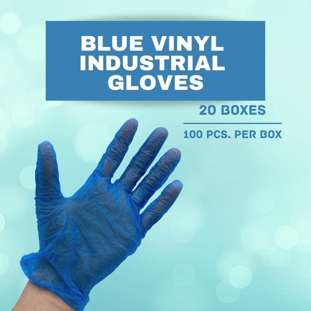 Disposable Vinyl Gloves Blue Small 5 Mil 2000 Pack