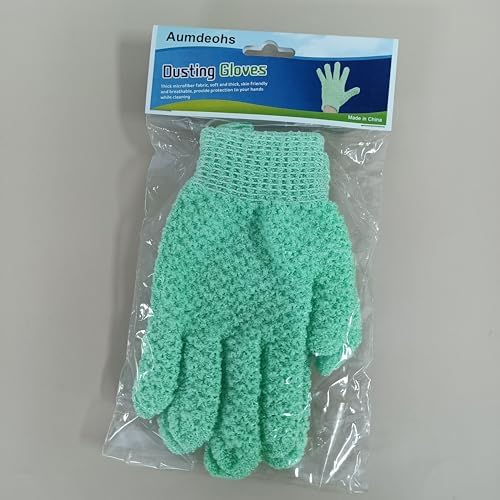 Aumdeohs Microfiber Dusting Gloves Reusable Washable Cleaning Mittens Green Standard