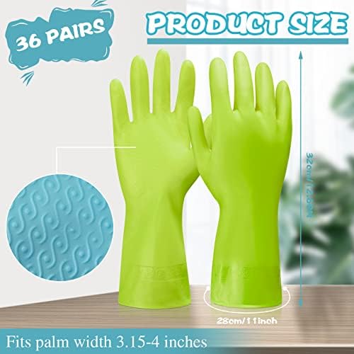 36 Pair Reusable Dishwashing Gloves with Non-Slip Design