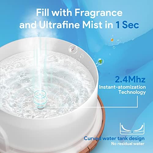 ASAKUKI 500ml Essential Oil Diffuser with Remote Control Brown