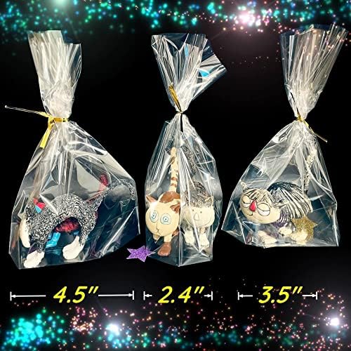 PigPotParty 6x9 Clear Plastic Treat Bags 50Pcs with Twist Ties