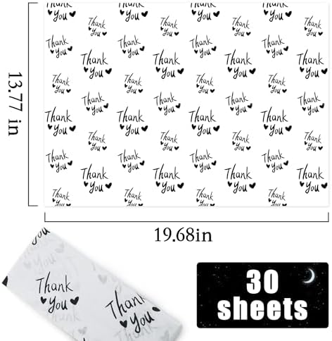 MR FIVE Black and White Thank You Tissue Paper Bulk