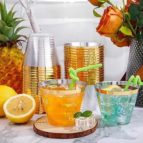 I00000 200 Pack Gold Rimmed Plastic Cups