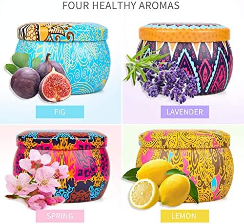 LKDJR Scented Candles Gift Set 4 Pack with 8 Essential Oil
