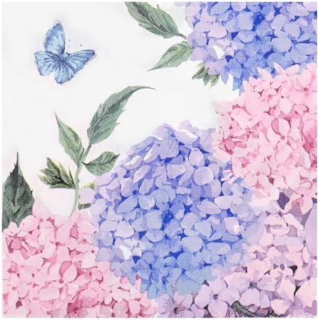 100Pcs Hydrangea Floral Paper Napkins for Spring Summer Parties