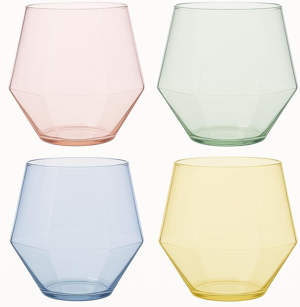 40 Diamond-Shaped Plastic Stemless Glasses 12 Ounce