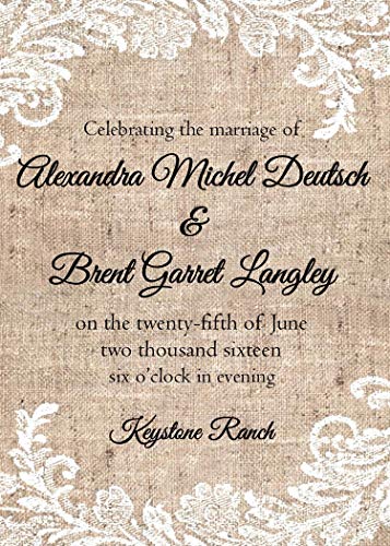 Personalized Wedding Fans Set of 10 Rustic Burlap and Lace