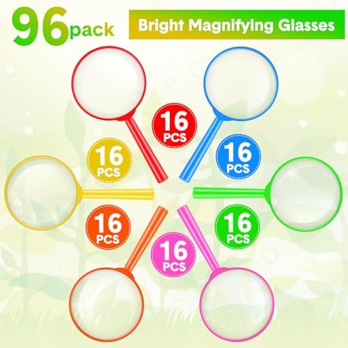 Kingdder 96 Pcs 5 Inch Mini Magnifying Glass for Kids