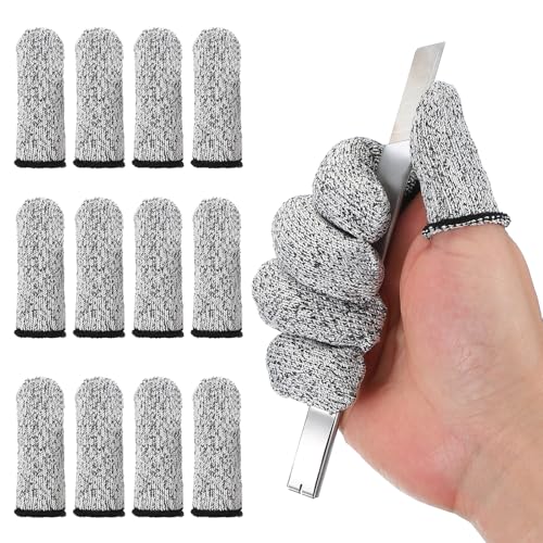PATIKIL Cut Resistant Finger Cots 12 Pcs Reusable Grey