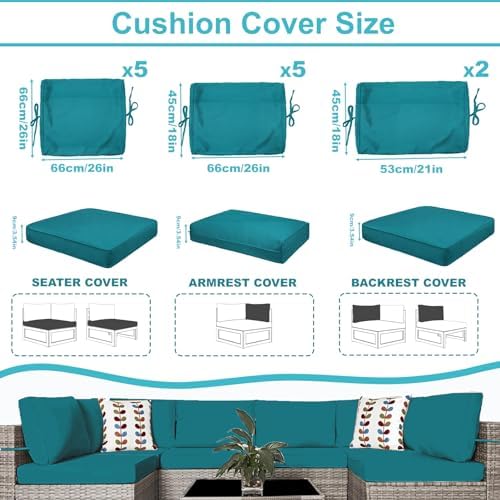 Sapphire Blue Outdoor Cushion Covers with Zipper
